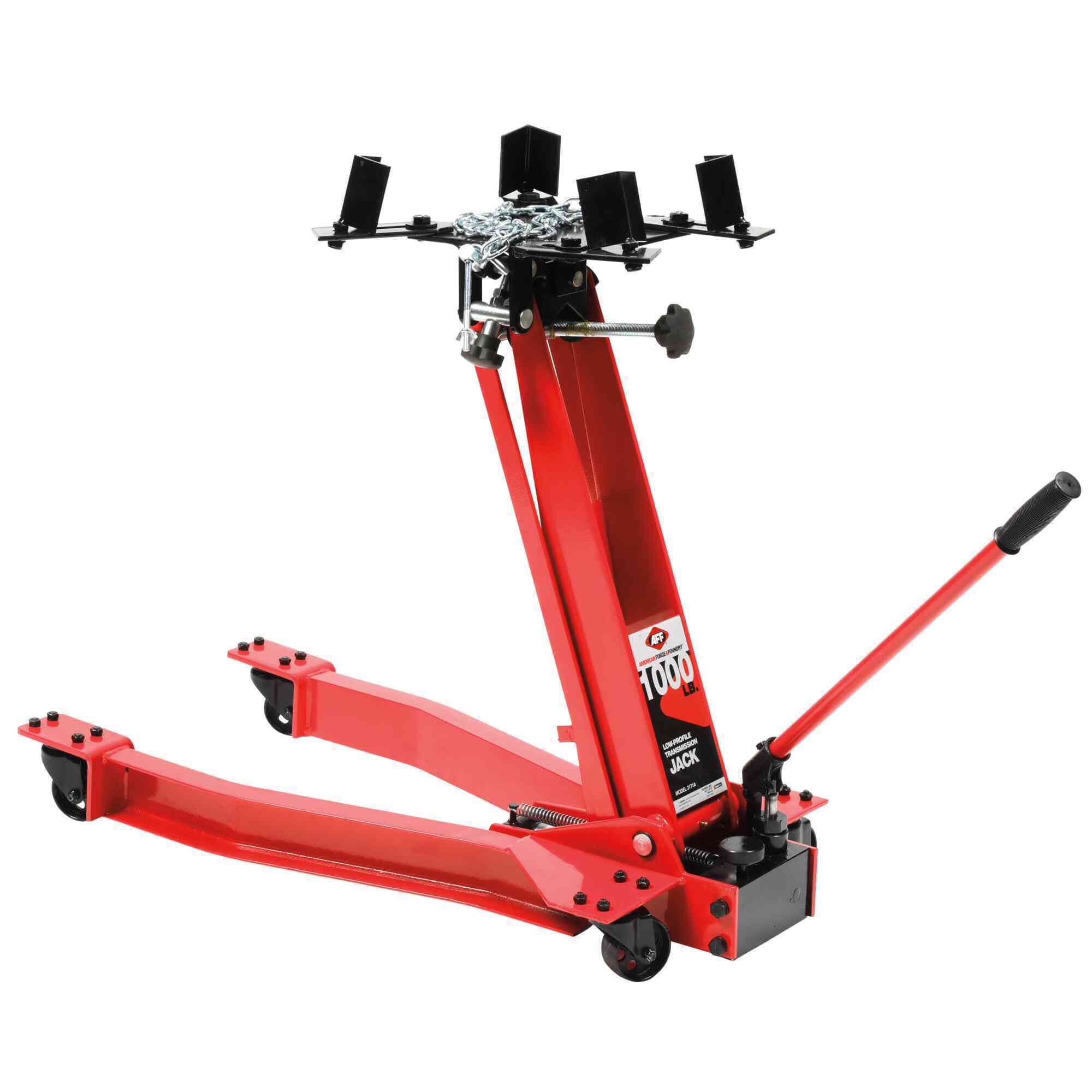 American Forge & Foundry Transmission Jack — 1,000-Lb. Capacity, Hydraulic, Low-Profile Wishbone Style, Manual Hand Pump, Heavy-Duty, Model# 3171A